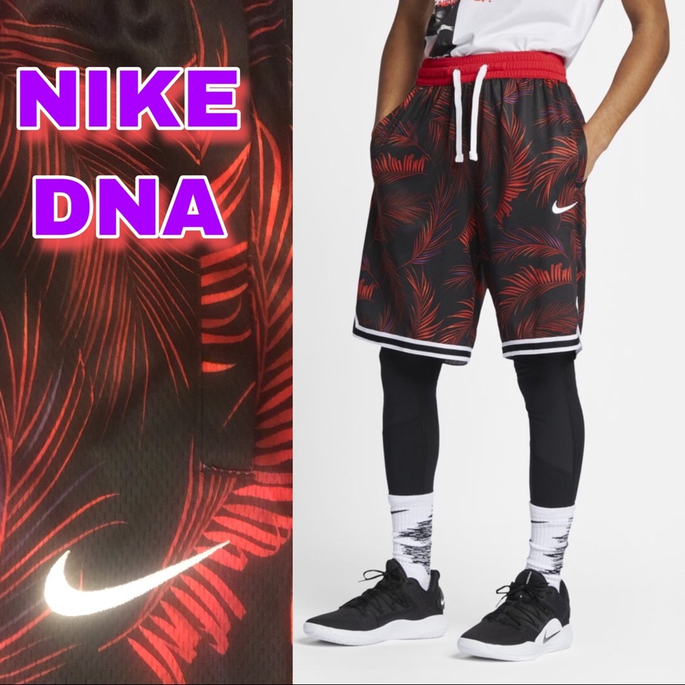 NIKE Dri-Fit DNA Floral B-Ball Shorts Red Men's S